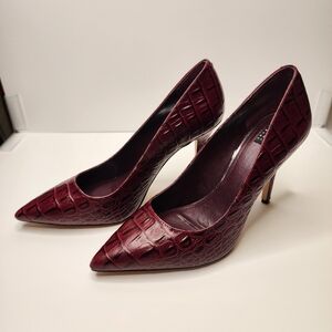 White House Black Market - Burgundy Crocodile Embossed Pumps